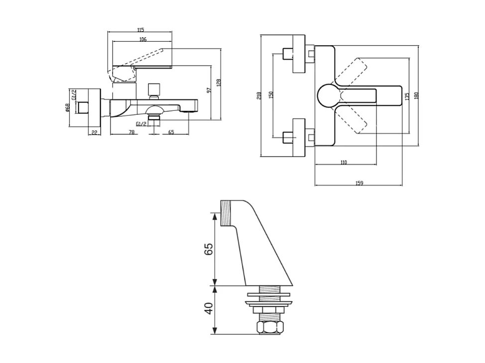 Mitigeur baignoire mécanique VILLEROY ET BOCH Architectura avec colonnettes