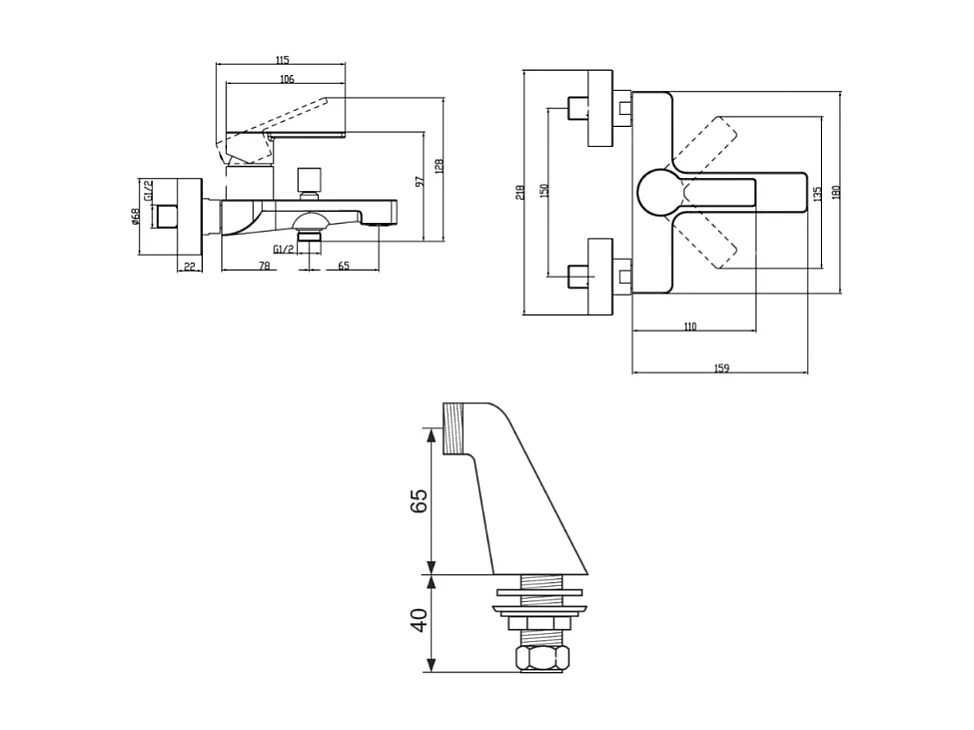 Mitigeur baignoire mécanique VILLEROY ET BOCH Architectura avec colonnettes