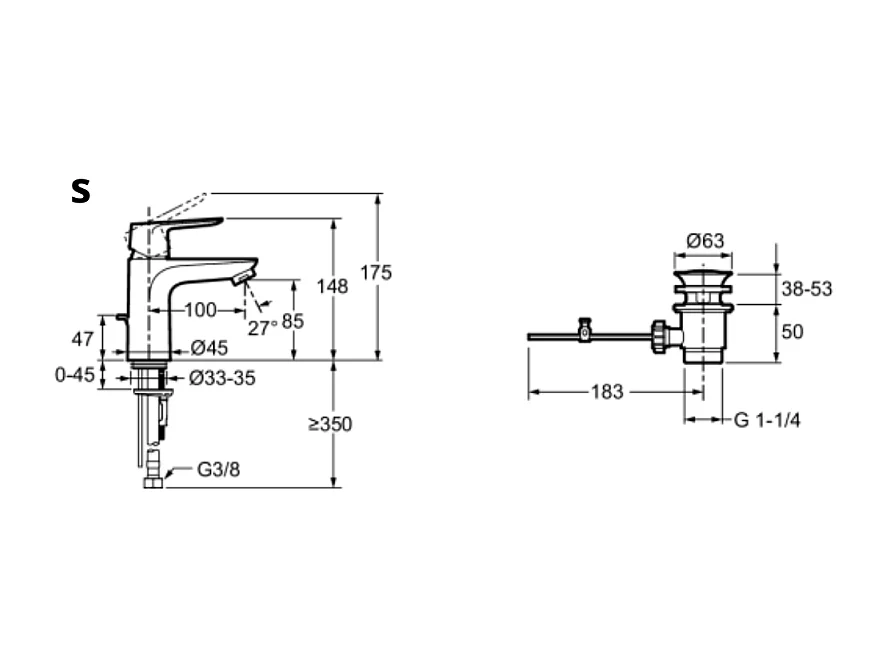 Mitigeur lavabo S JACOB DELAFON July+ chrome
