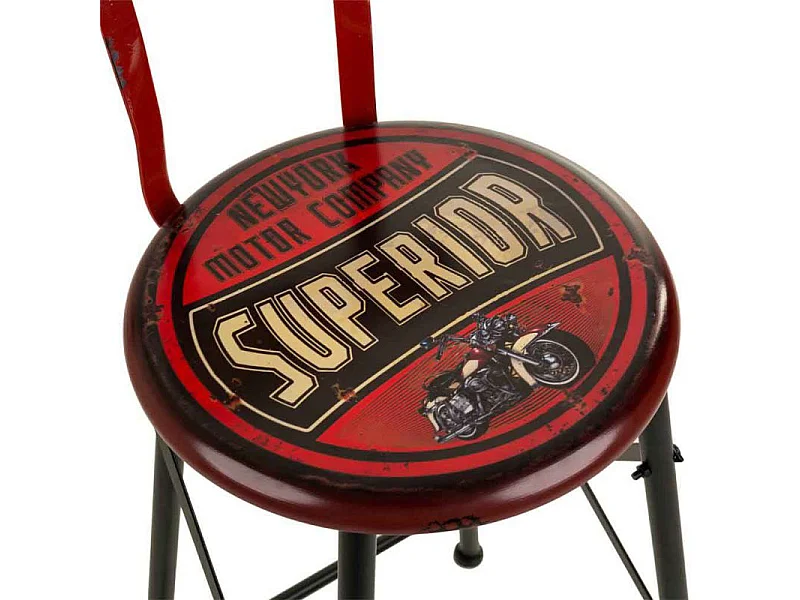 Tabouret en métal rouge 46x40x100