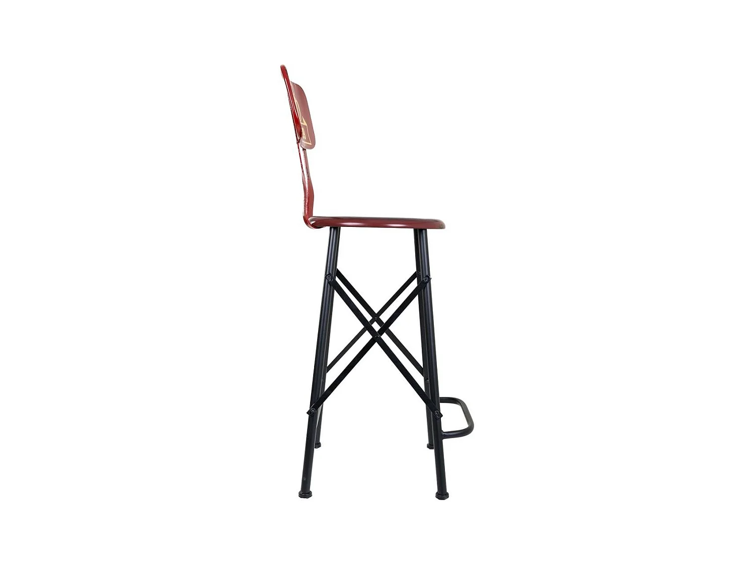 Hocker aus rotem Metall 46x40x100
