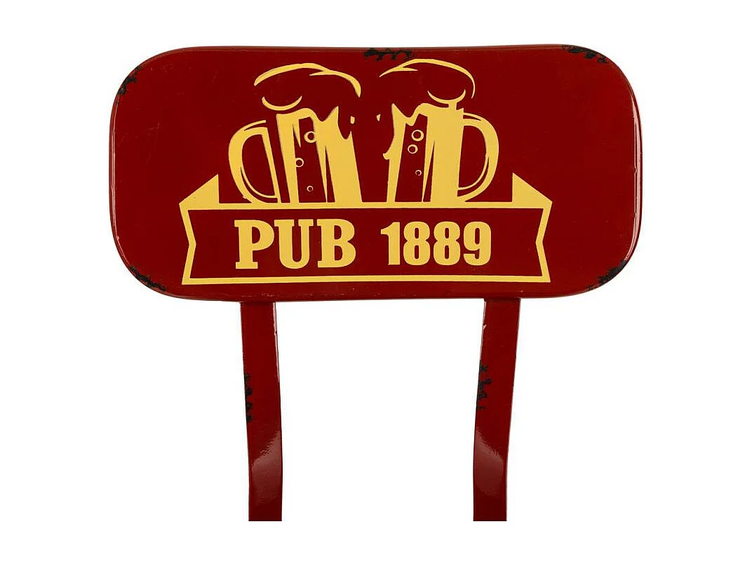 Tamborete de metal vermelho 46x40x100