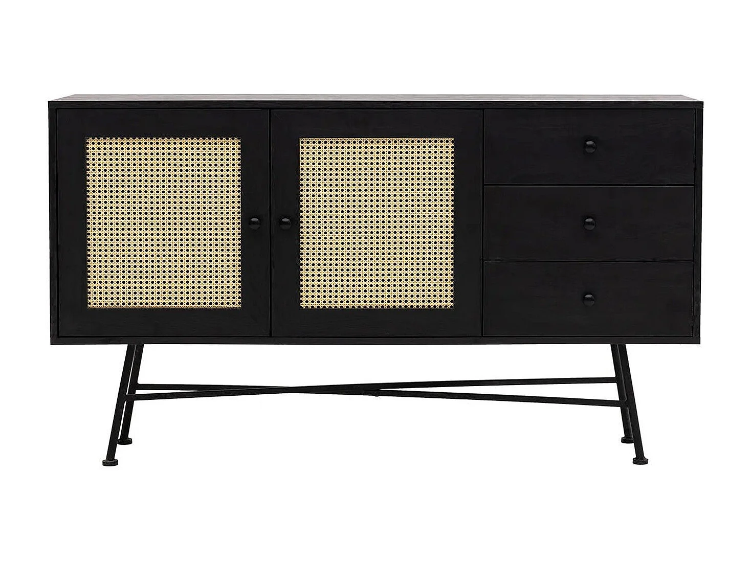 Aparador – 160 cm x 90 cm x 40 cm – Preto – Aglomerado revestido a melamina