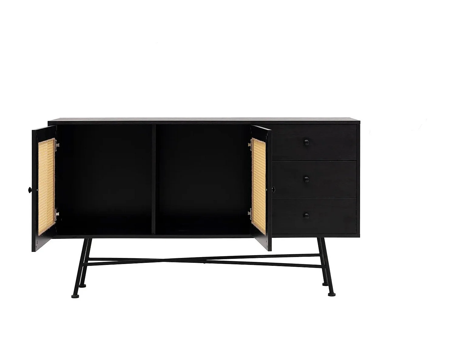 Aparador – 160 cm x 90 cm x 40 cm – Preto – Aglomerado revestido a melamina