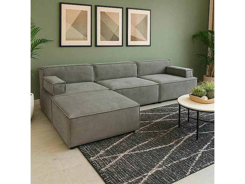 Modulares Sofa Benoit Velours Taupe Grau - Komfort und Flexibilität im Alltag