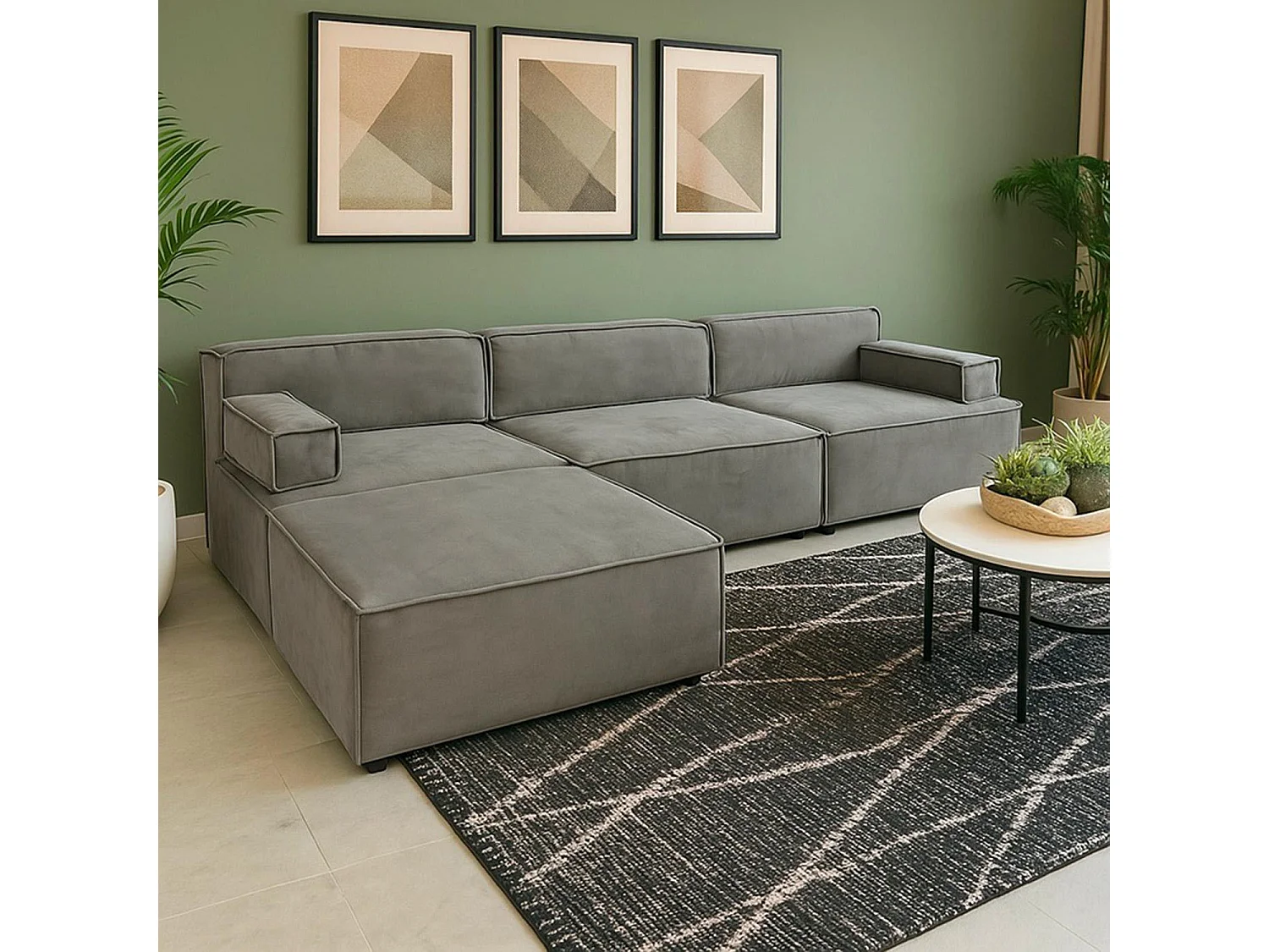 Modulares Sofa Benoit Velours Taupe Grau - Komfort und Flexibilität im Alltag