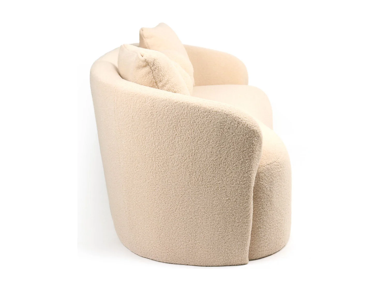 Canapé 3 places au design élégant et incurvé Alex Tissu bouclette Beige