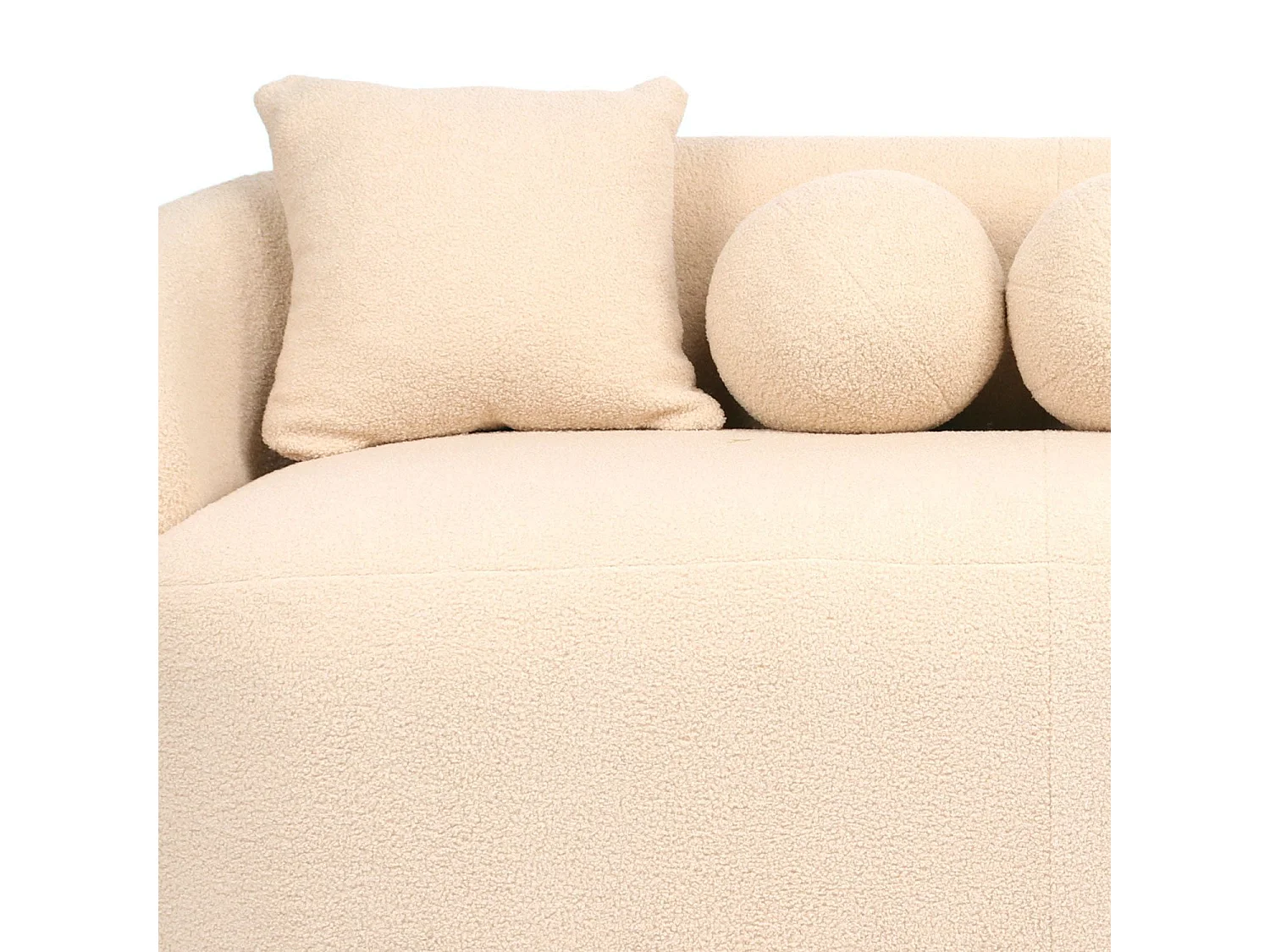 Canapé 3 places au design élégant et incurvé Alex Tissu bouclette Beige