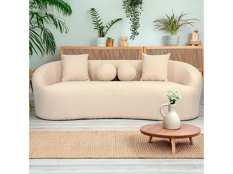 Elegantes 4-Sitzer-Sofa Design Alex XL Bouclé-Stoff Beige