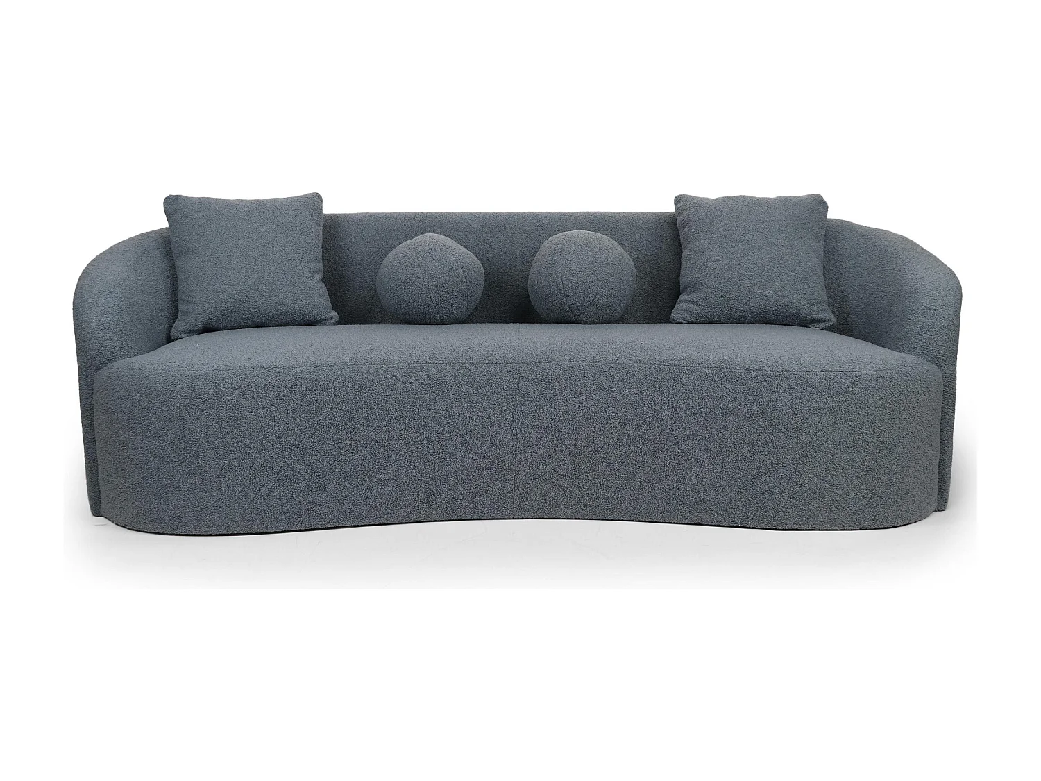 Canapé 4 places au design élégant et incurvé Alex XL Tissu bouclette Gris