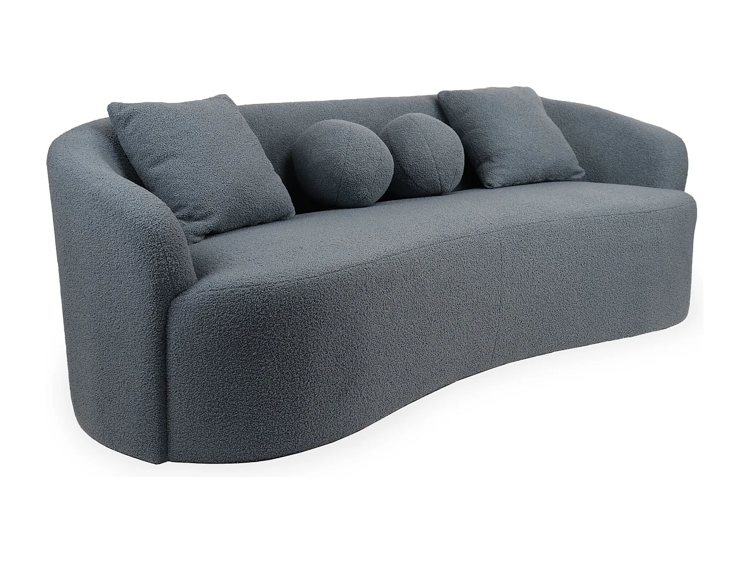 Canapé 4 places au design élégant et incurvé Alex XL Tissu bouclette Gris