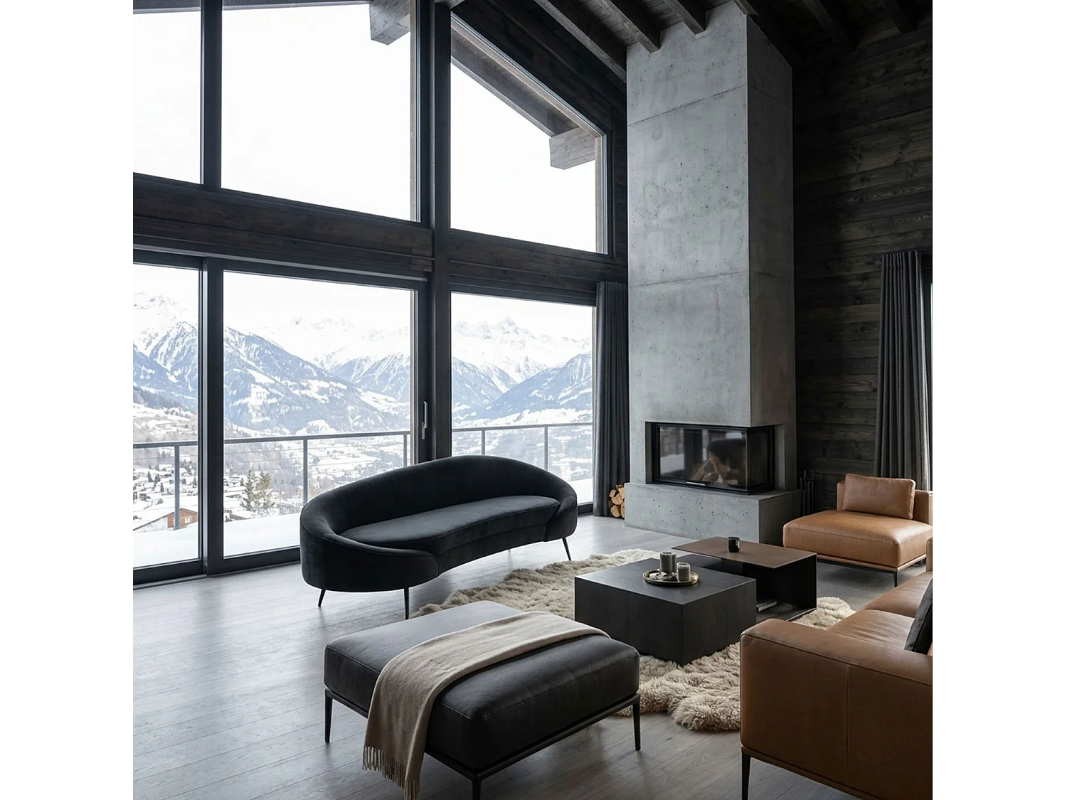 3-Sitzer Sofa Brendan Samt Schwarz Stilvoll und Bequem