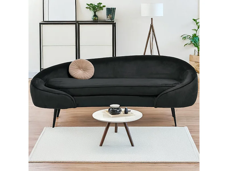 3-Sitzer Sofa Brendan Samt Schwarz Stilvoll und Bequem