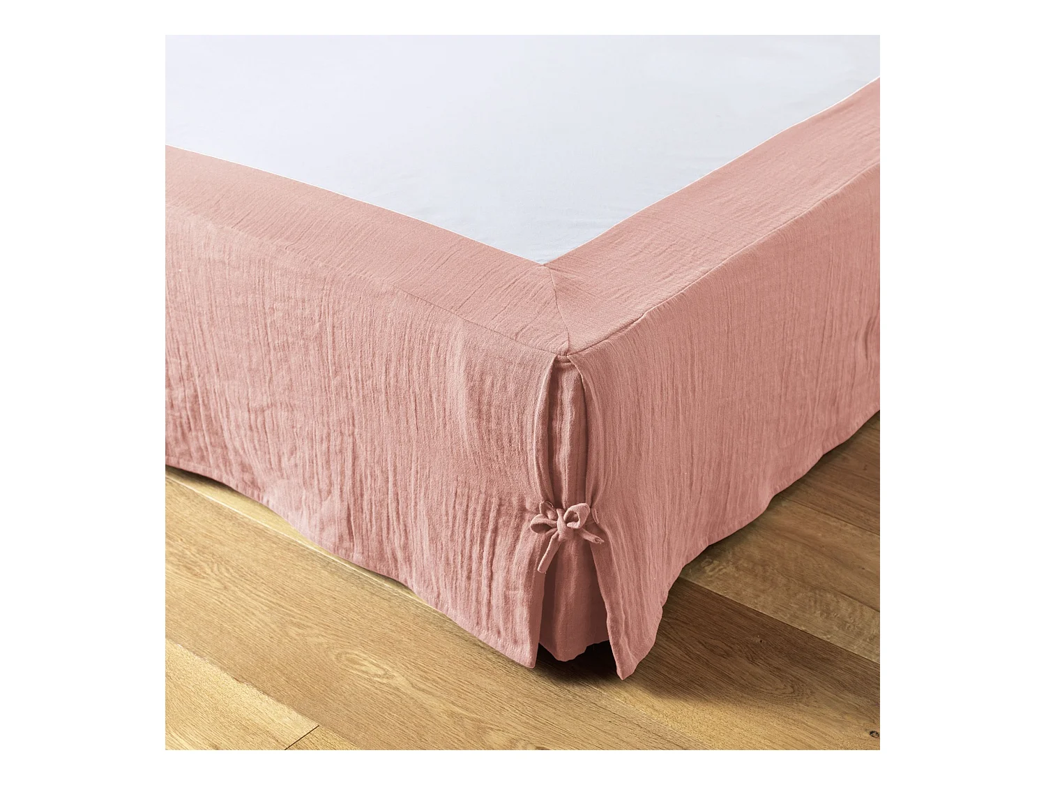 Cache-sommier 140 x 190 cm GAÏA Rose pêche