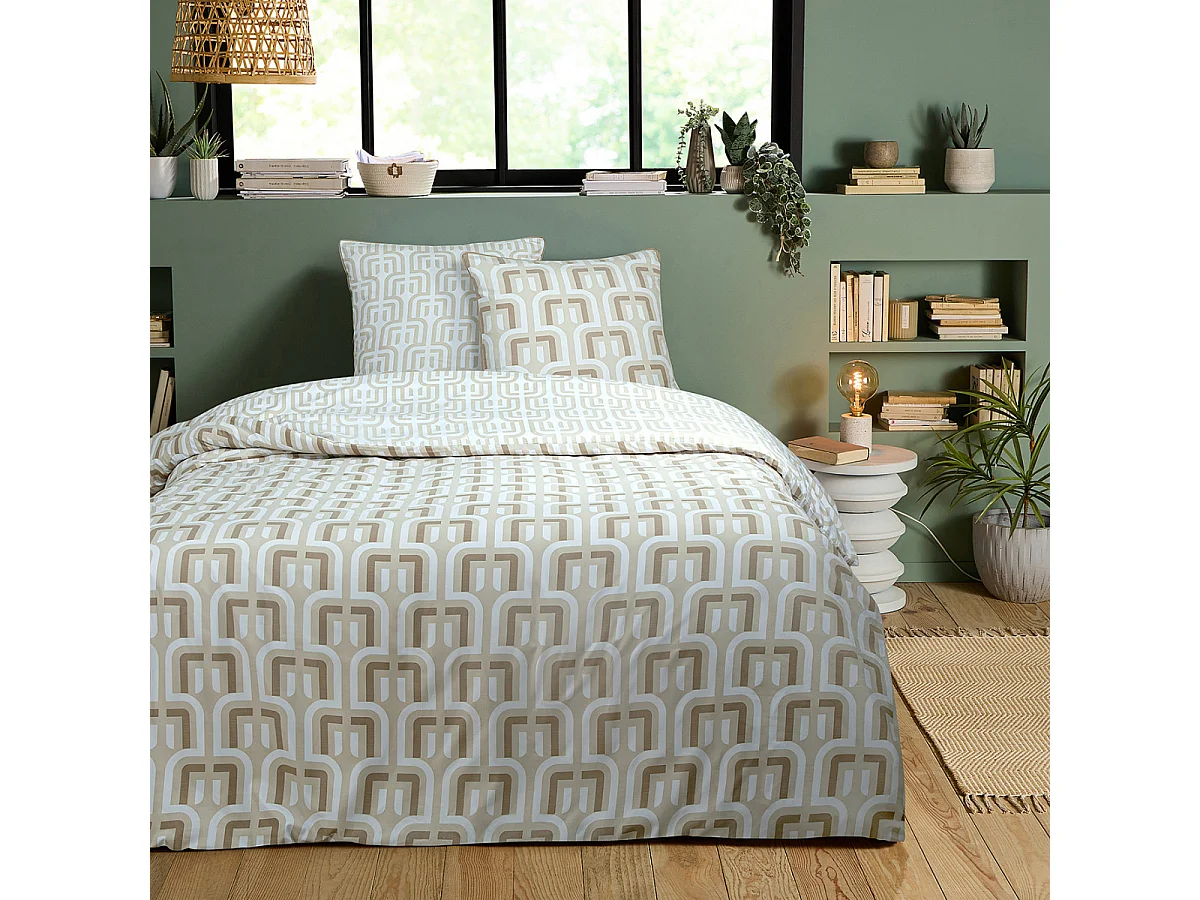 Parure de lit double rétro en microfibre lavée 240x220cm