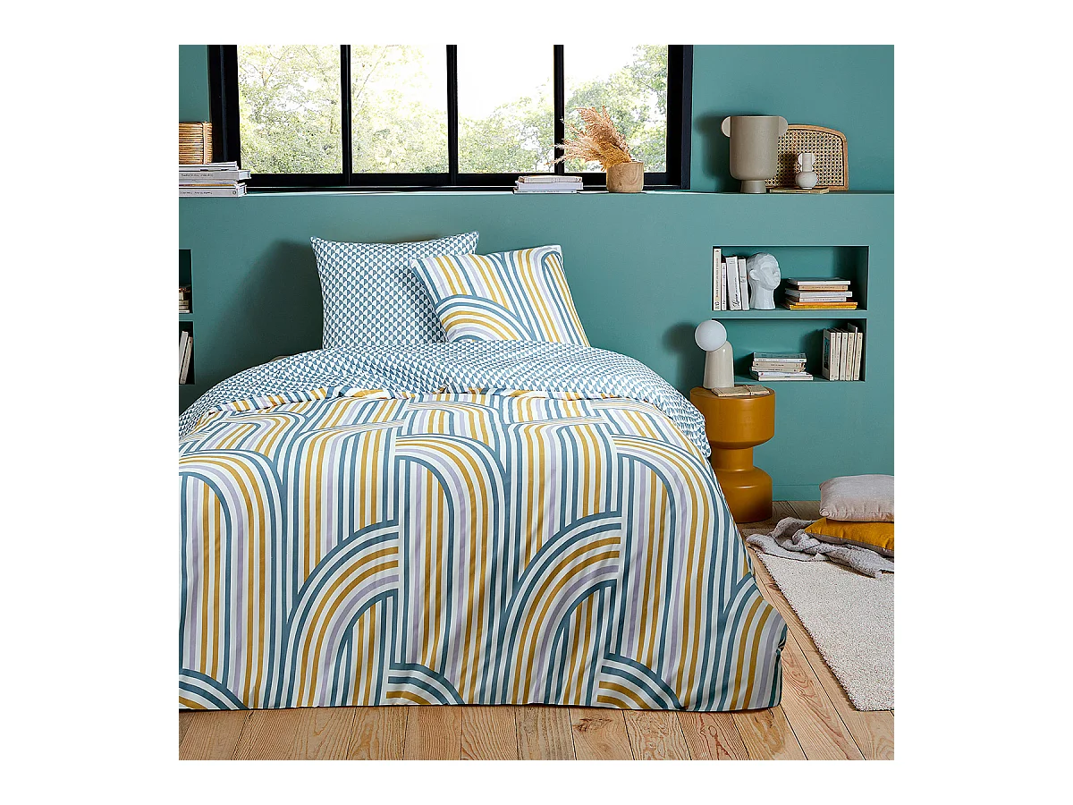 Parure de lit double arche en microfibre lavée 240x220cm