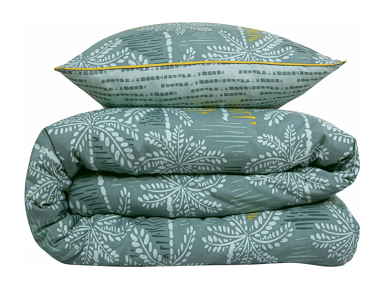 Parure de lit double palmiers en microfibre lavée 260x240cm