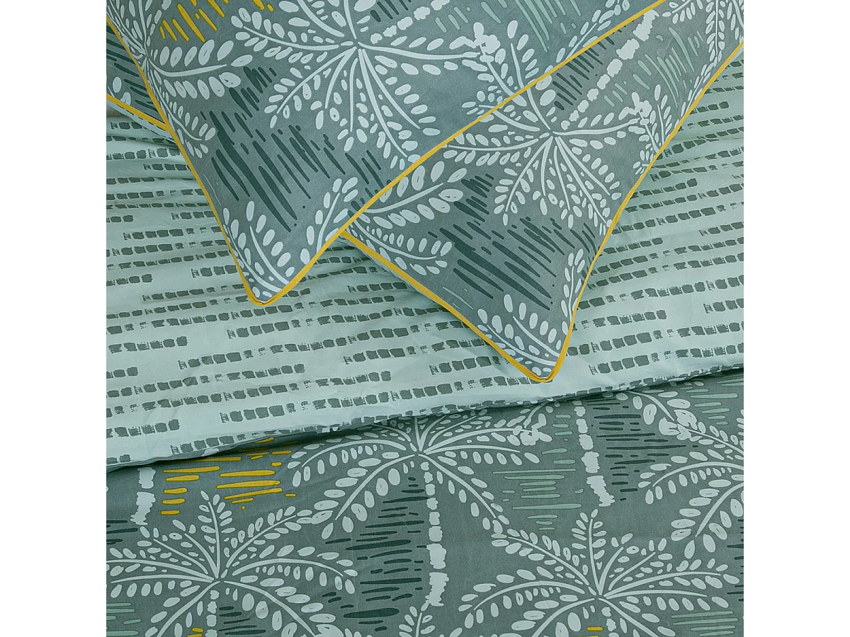 Parure de lit double palmiers en microfibre lavée 260x240cm