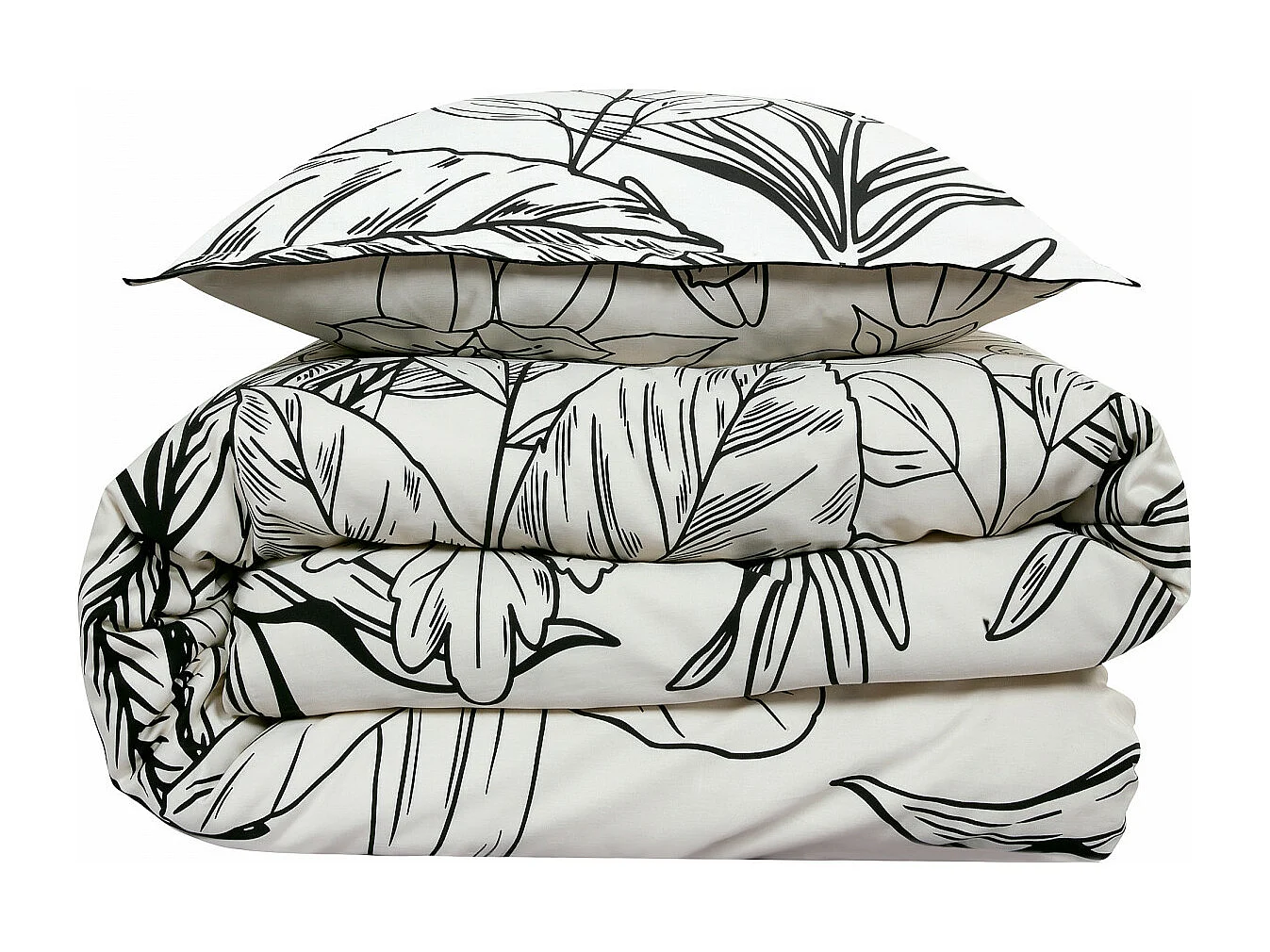 Parure de lit 2 personnes en satin de coton imprimé végétal 260x240cm