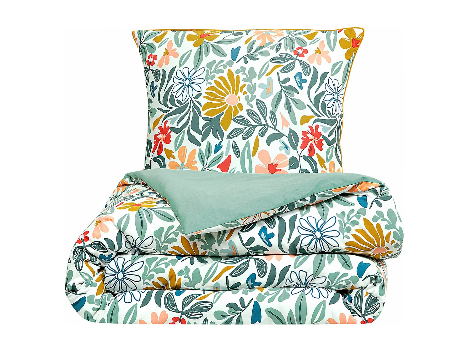 Parure de lit 2 personnes en satin de coton imprimé floral 260x240cm