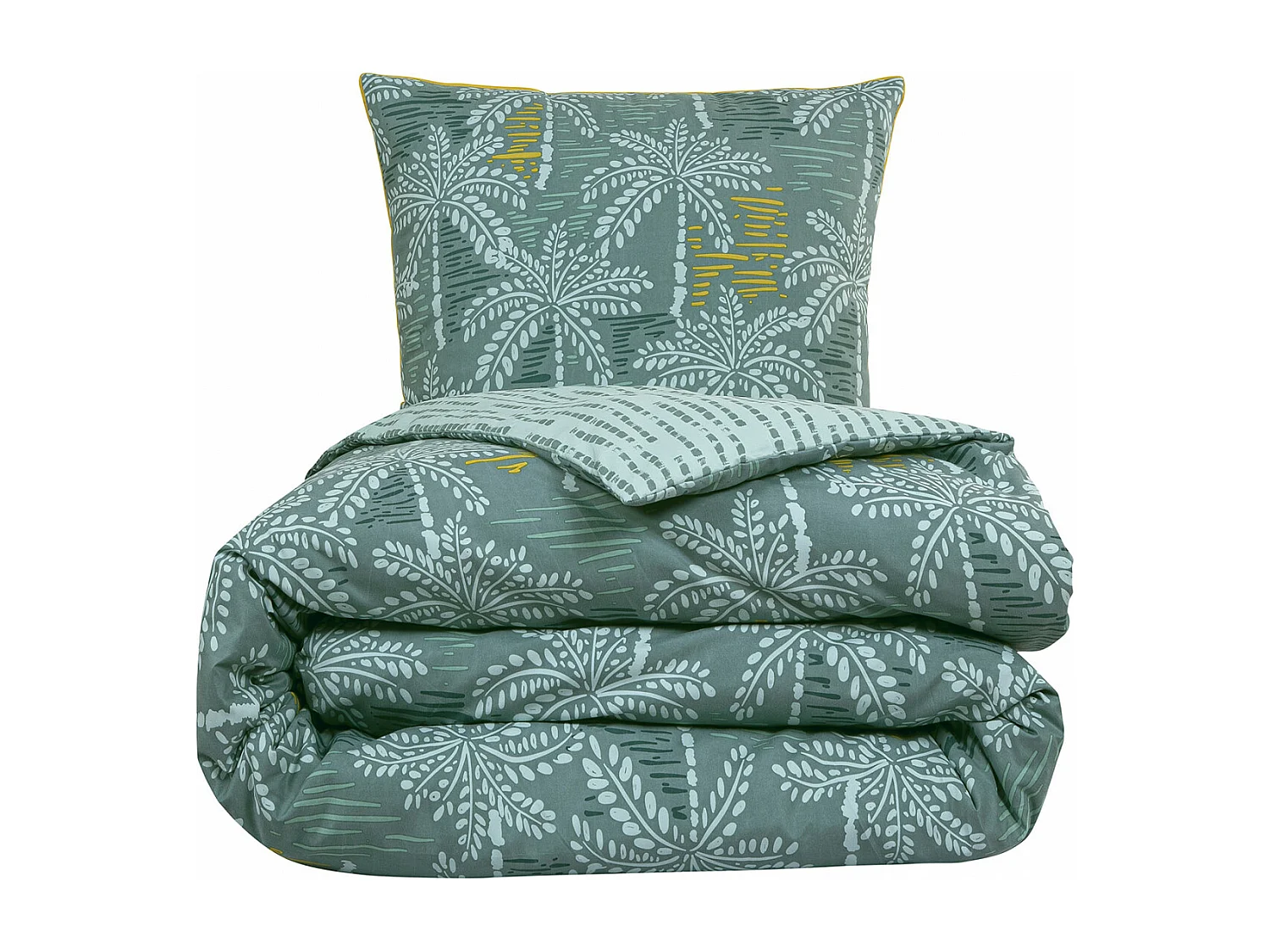 Parure de lit double palmiers en microfibre lavée 200x200cm