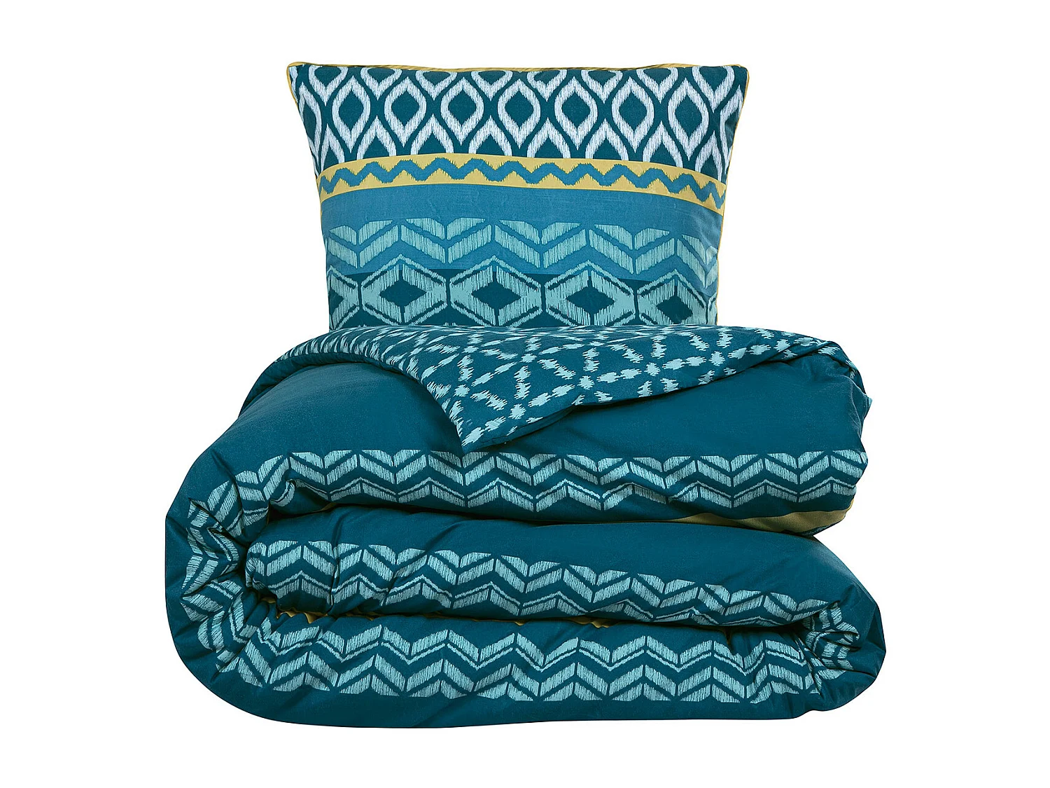 Parure de lit double ethnique en microfibre lavée 240x220cm