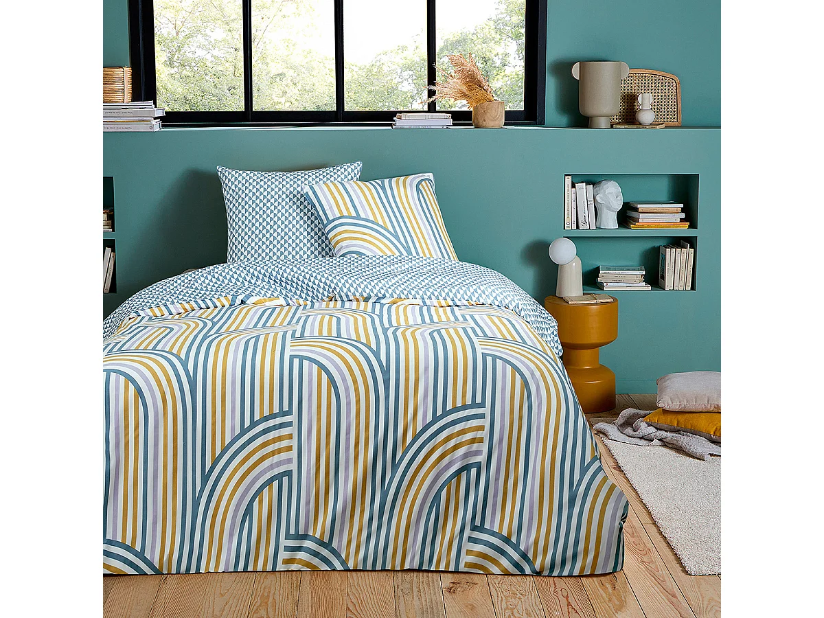 Parure de lit double arche en microfibre lavée 200x200cm