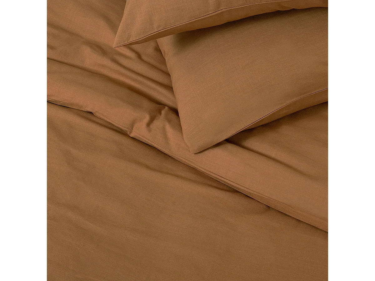 Parure de lit 2 personnes unie effet lin 260x240cm