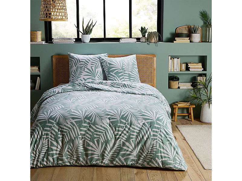 Parure de lit 2 personnes tropical en polycoton 240x220cm