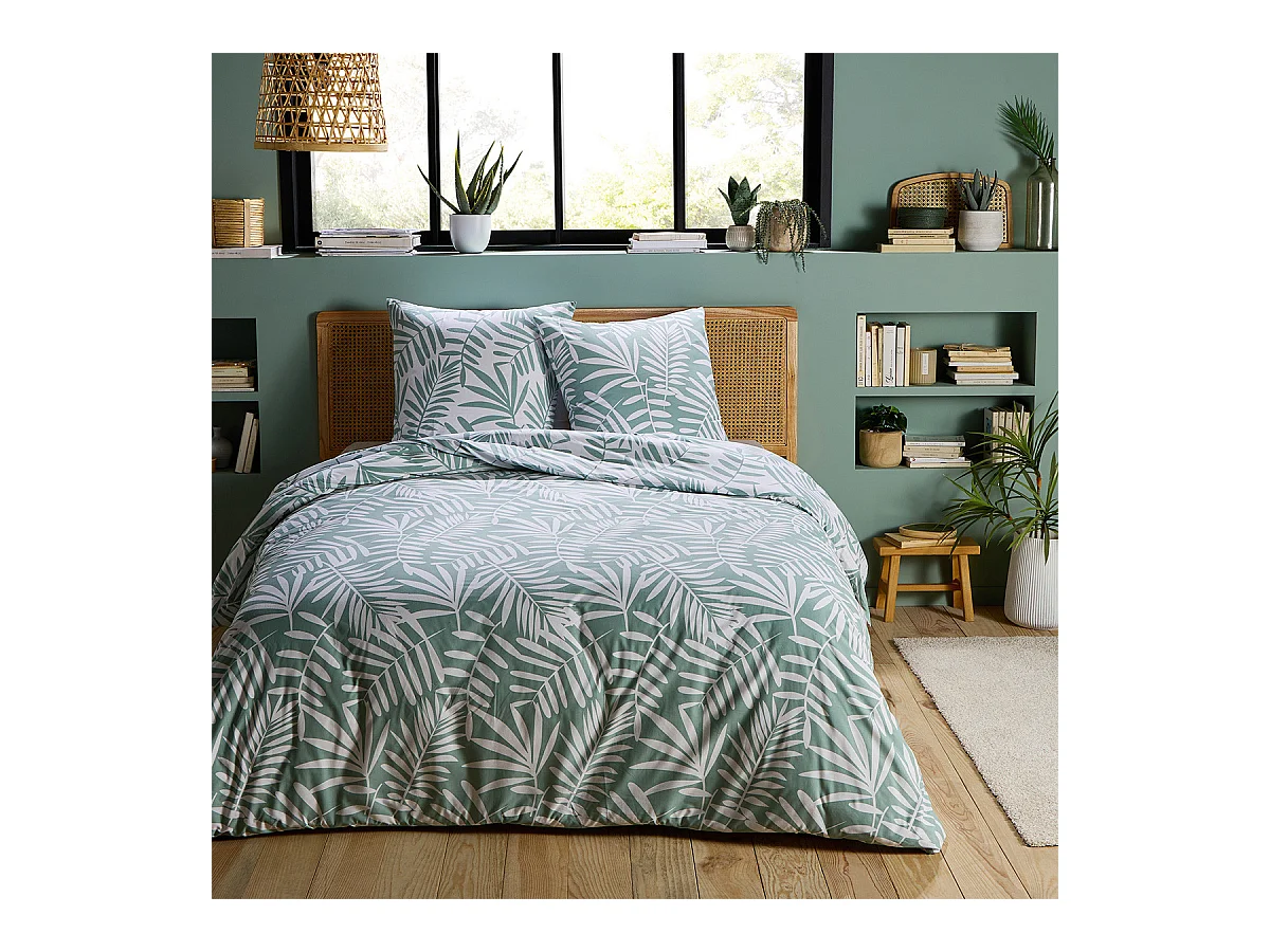 Parure de lit 2 personnes tropical en polycoton 240x220cm