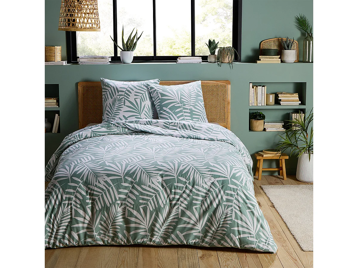 Parure de lit 2 personnes tropical en polycoton 240x220cm