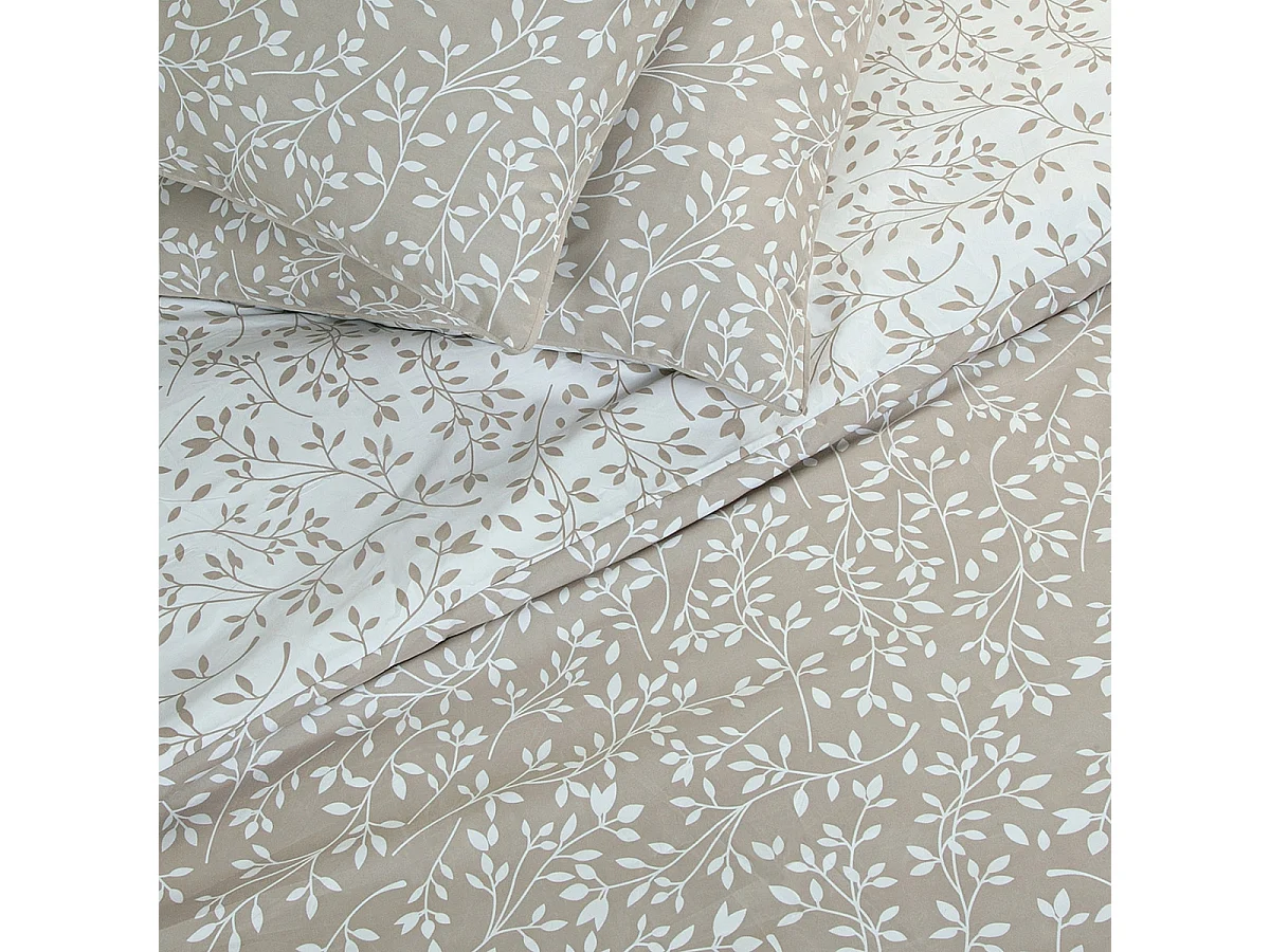 Parure de lit double feuillage en microfibre lavée 260x240cm