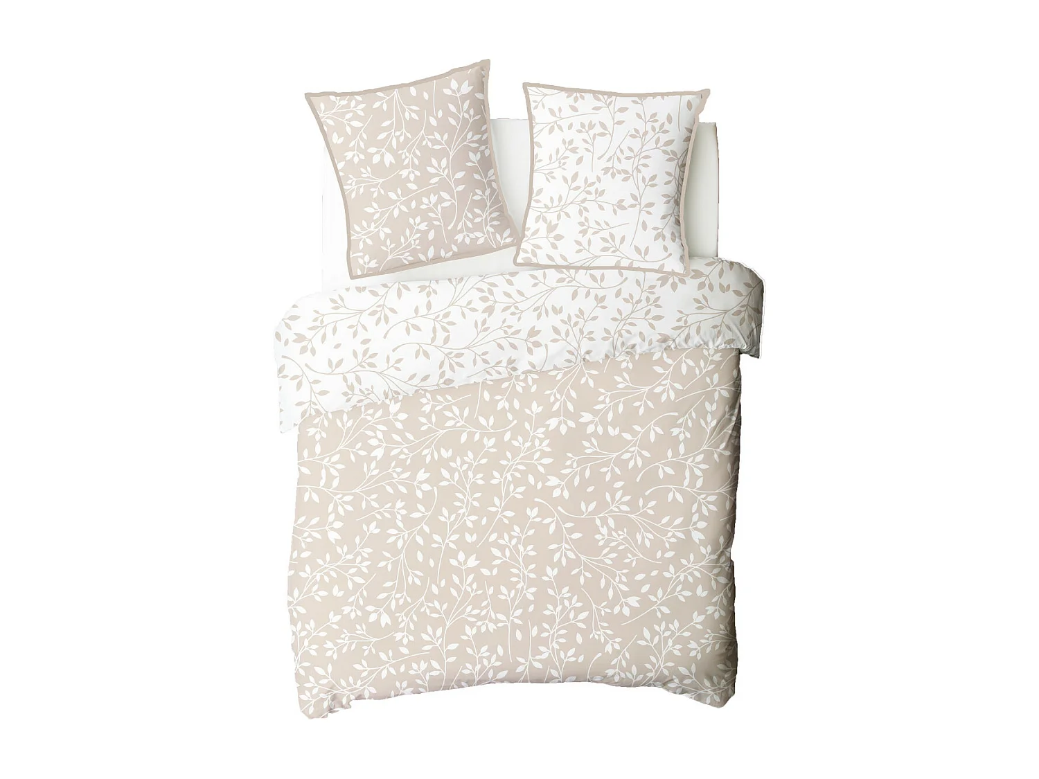 Parure de lit double feuillage en microfibre lavée 260x240cm