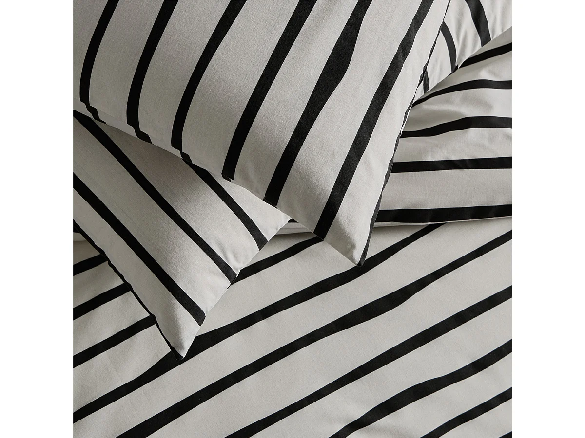 Parure de lit 2 personnes à rayures en polycoton 240x220cm