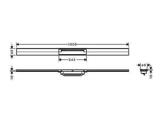 Caniveau de douche découpable 100 cm HANSGROHE RainDrain Flex montage libre noir chromé brossé
