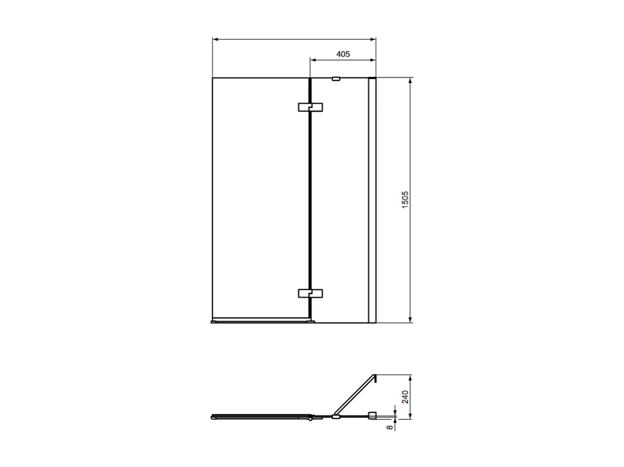 Pare bain semi-pivotant IDEAL STANDARD droit i.Life