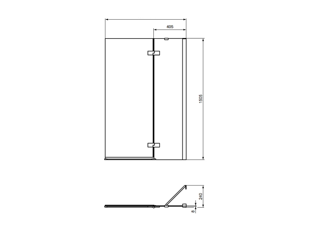 Pare bain semi-pivotant IDEAL STANDARD droit i.Life