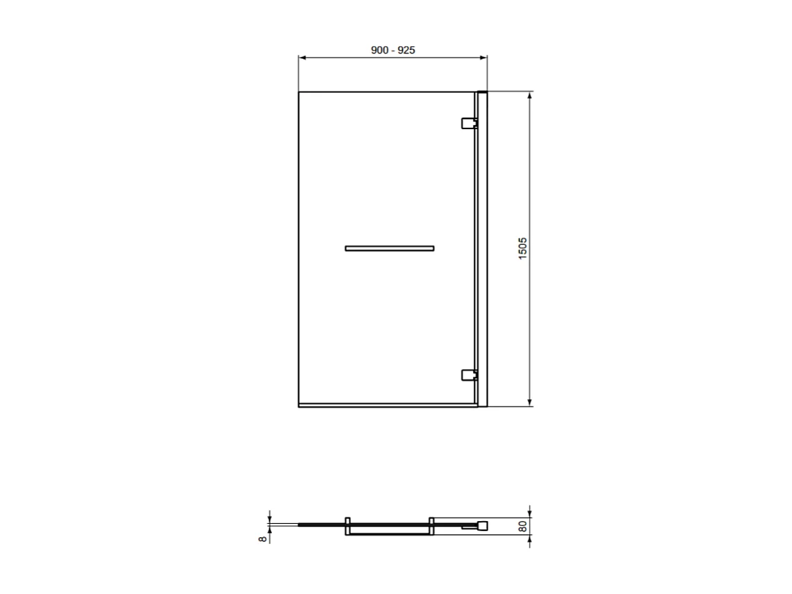 Pare bain fixe IDEAL STANDARD droit + porte-serviette i.Life