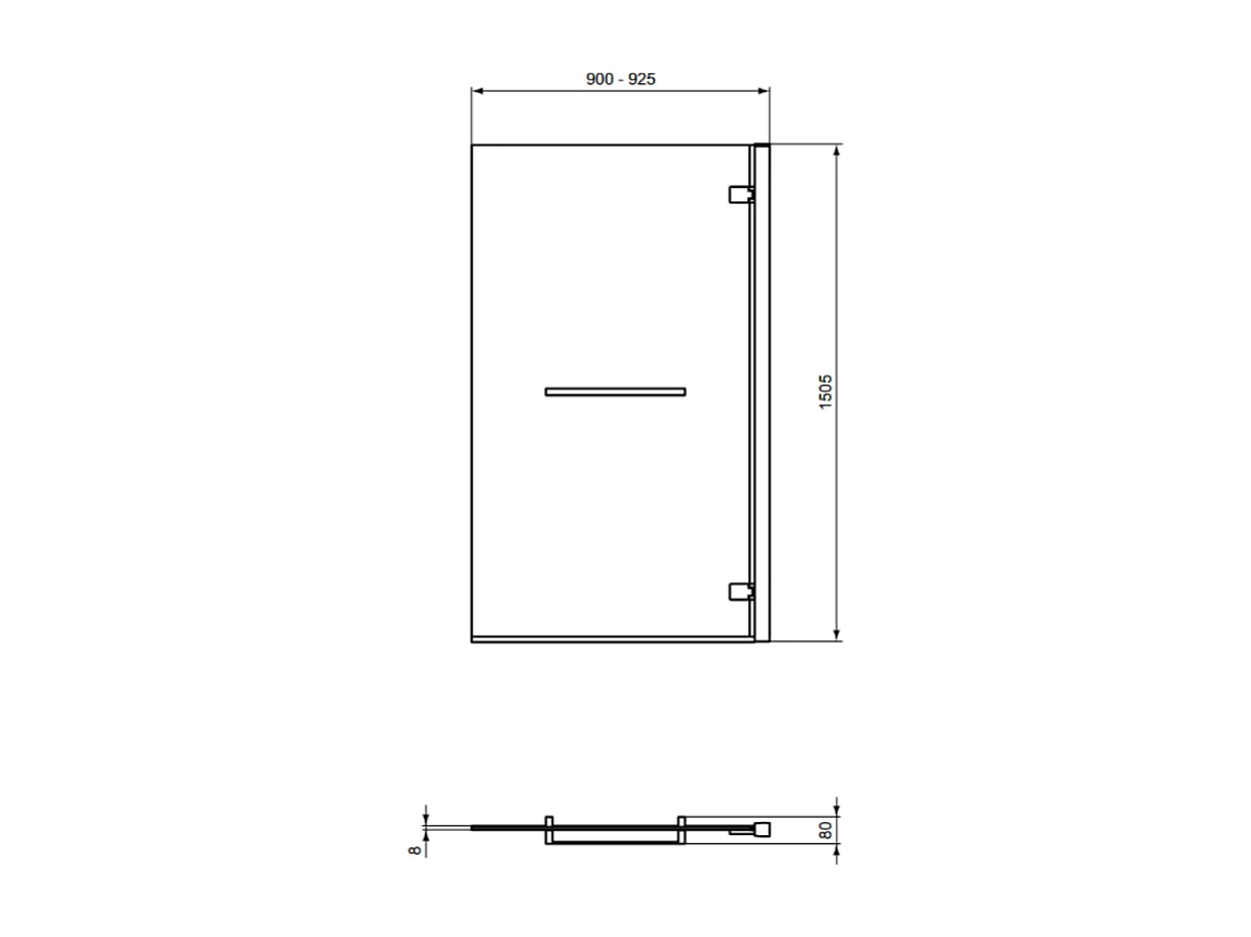 Pare bain fixe IDEAL STANDARD droit + porte-serviette i.Life