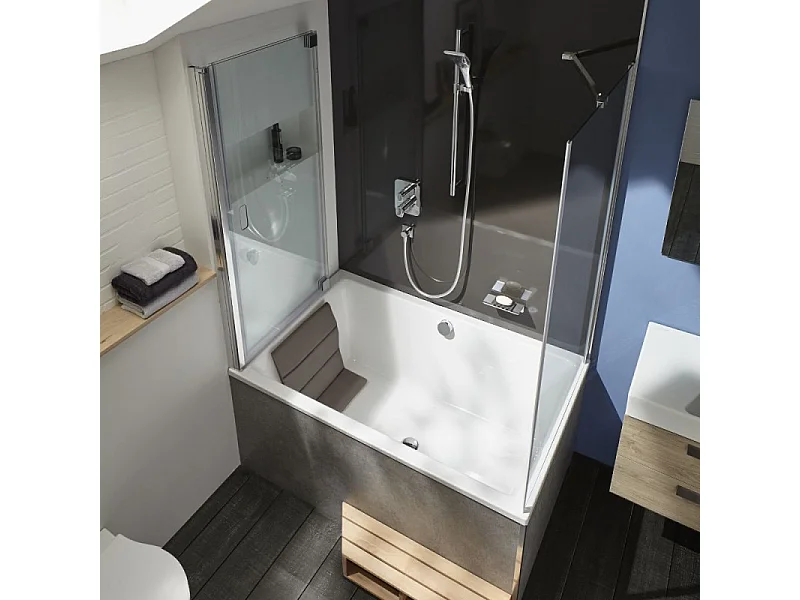 Pare bain JACOB DELAFON Capsule à poser en angle 140 x 90 cm, Chrome