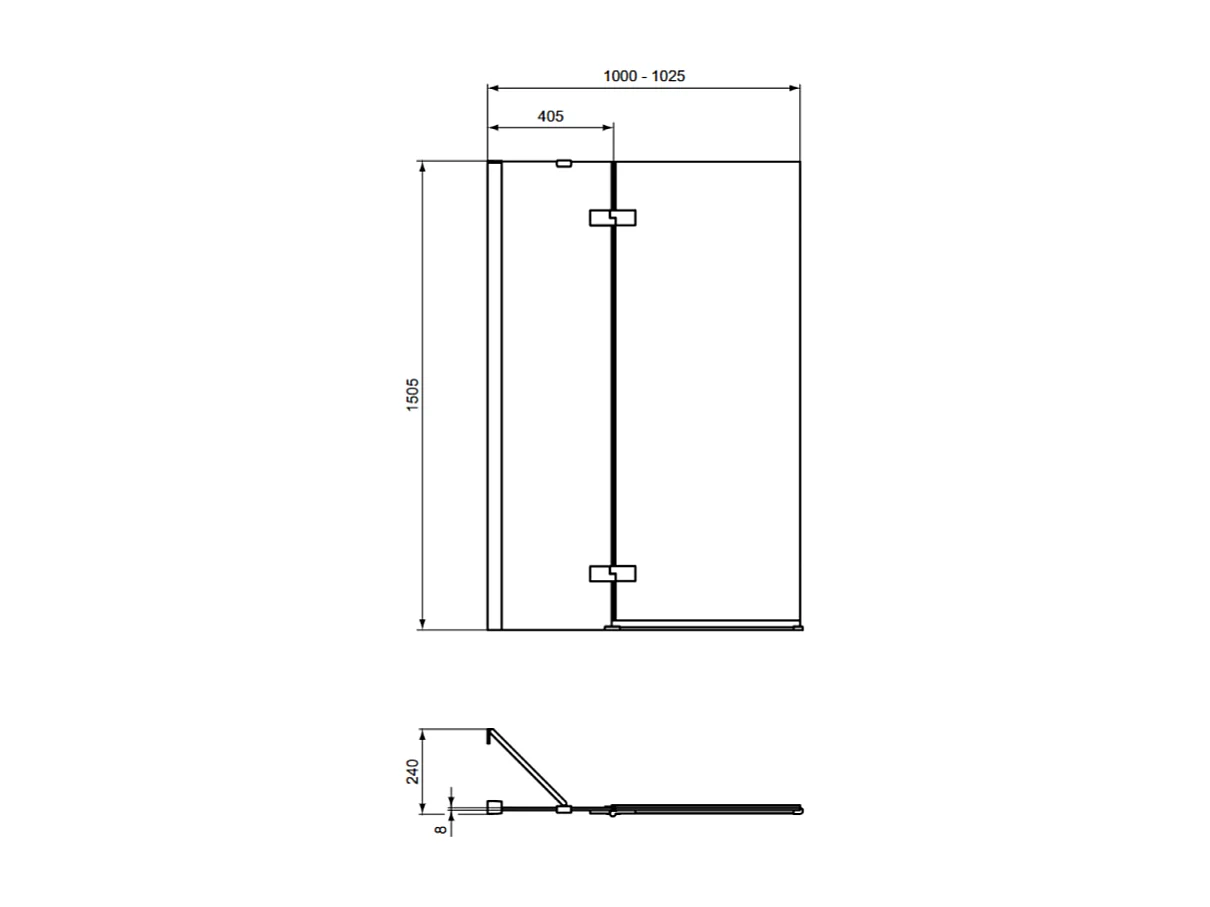Pare bain semi-pivotant IDEAL STANDARD gauche i.Life