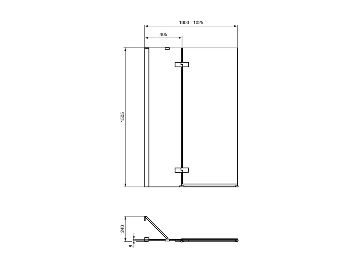 Pare bain semi-pivotant IDEAL STANDARD gauche i.Life