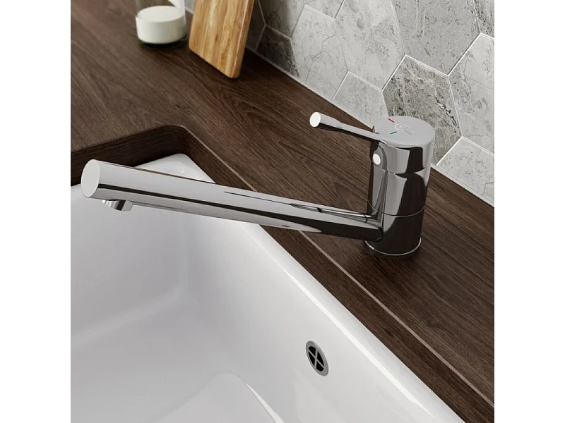 Robinet de cuisine bec bas IDEAL STANDARD Ceralook chrome + Microfibre