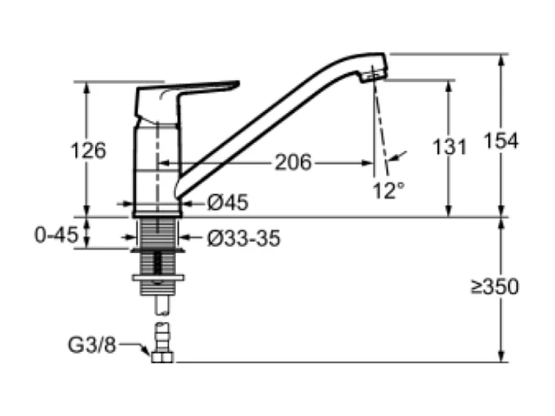 Robinet cuisine JACOB DELAFON July+ chromé