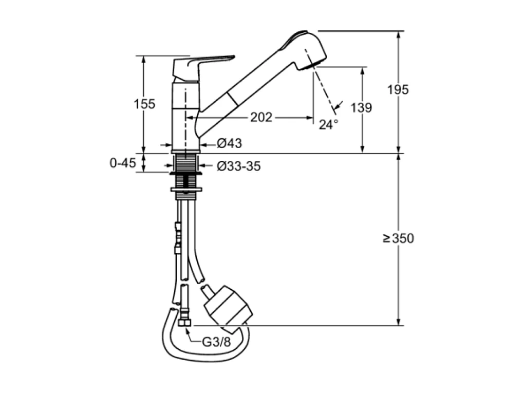 Robinet cuisine avec douchette extractible JACOB DELAFON July+ chromé