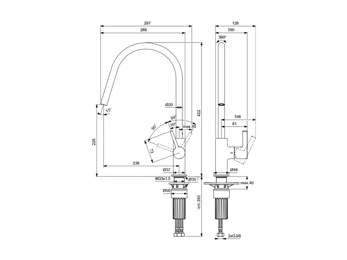 Robinet de cuisine IDEAL STANDARD Gusto rond or + Nettoyant