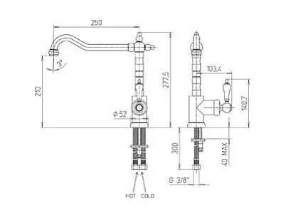 PAINI Mitigeur cuisine Duomo Bec haut noir mat brosse