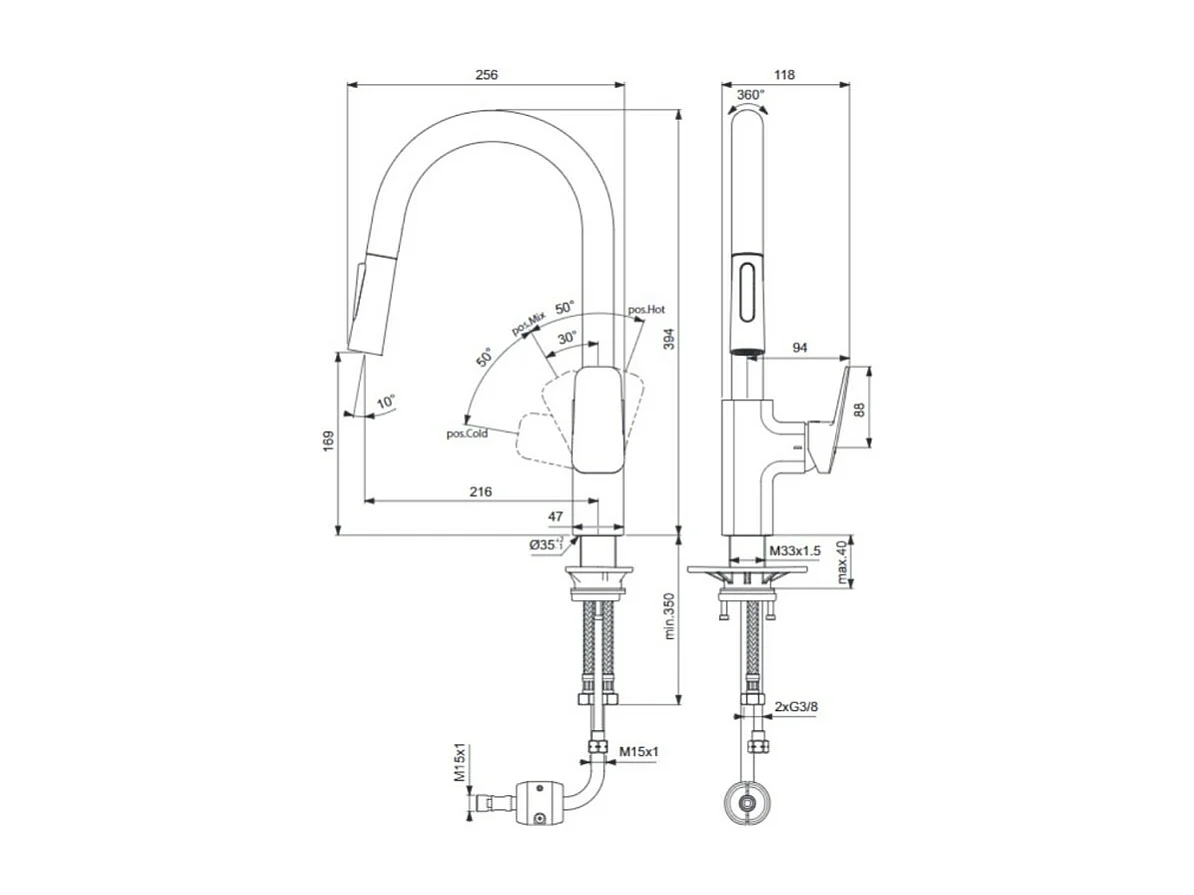 IDEAL STANDARD Grifo de cocina Blue Start con ducha extraíble