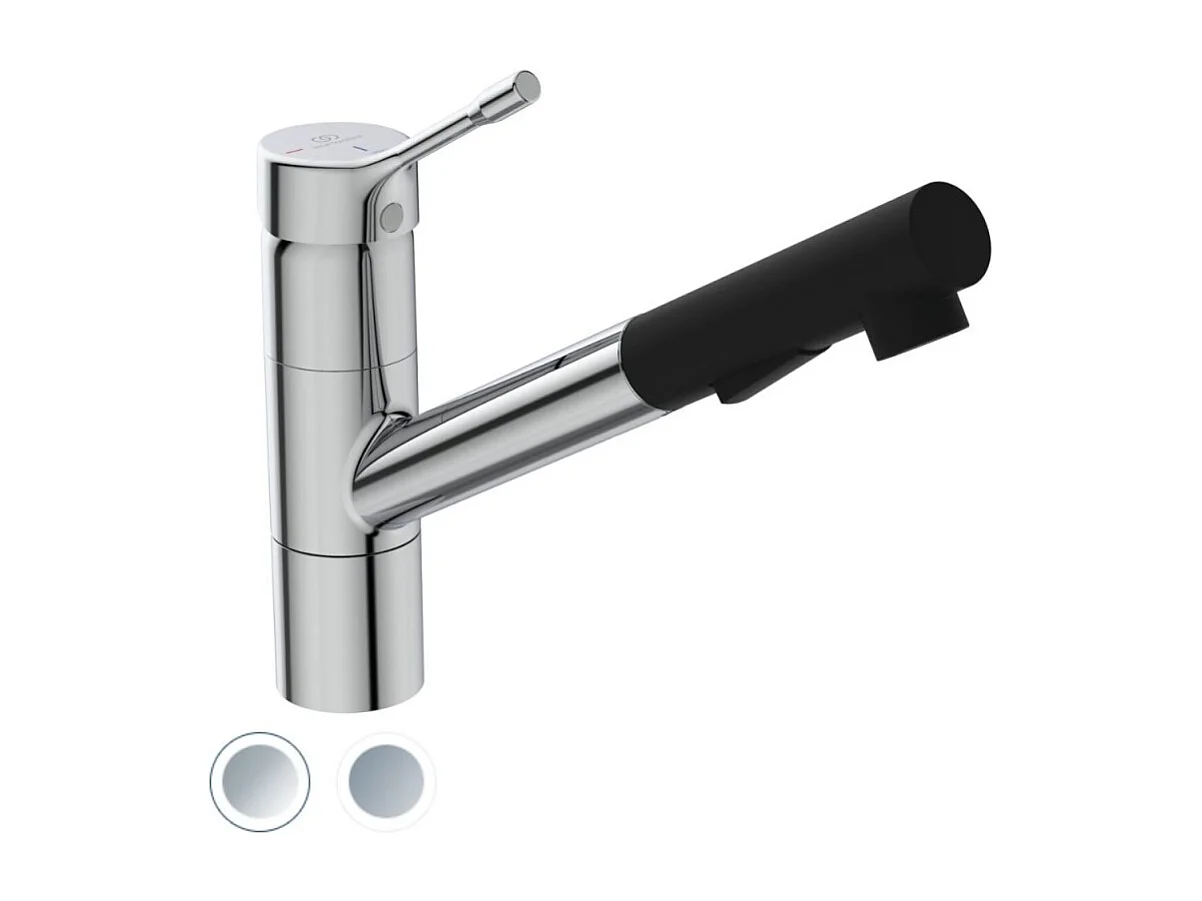Robinet de cuisine IDEAL STANDARD Ceralook douchette extractible chrome et noir mat + Nettoyant