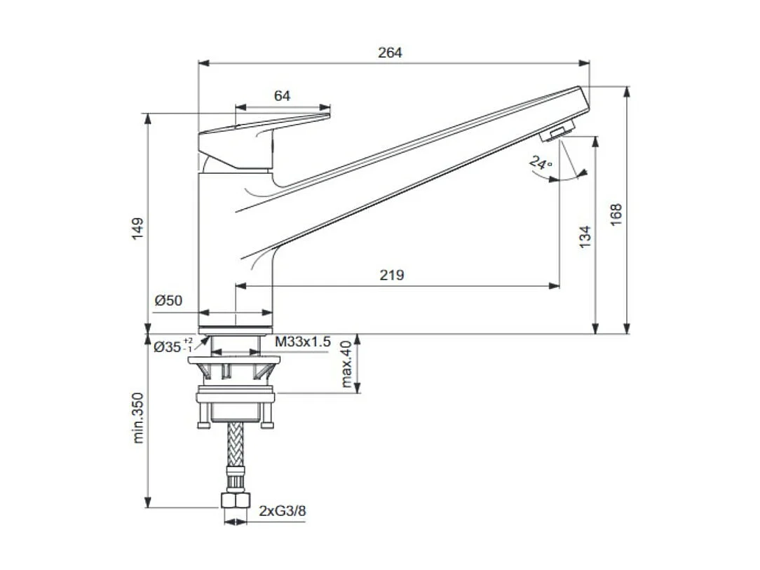 Robinet de cuisine IDEAL STANDARD Blue Start bec bas + Microfibre
